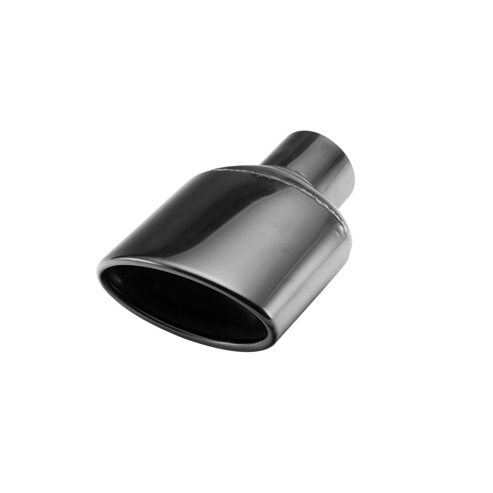 1PC Oval Exhaust Pipe Tip 2.25 Inch Stainless Steel Rolled Tip Black