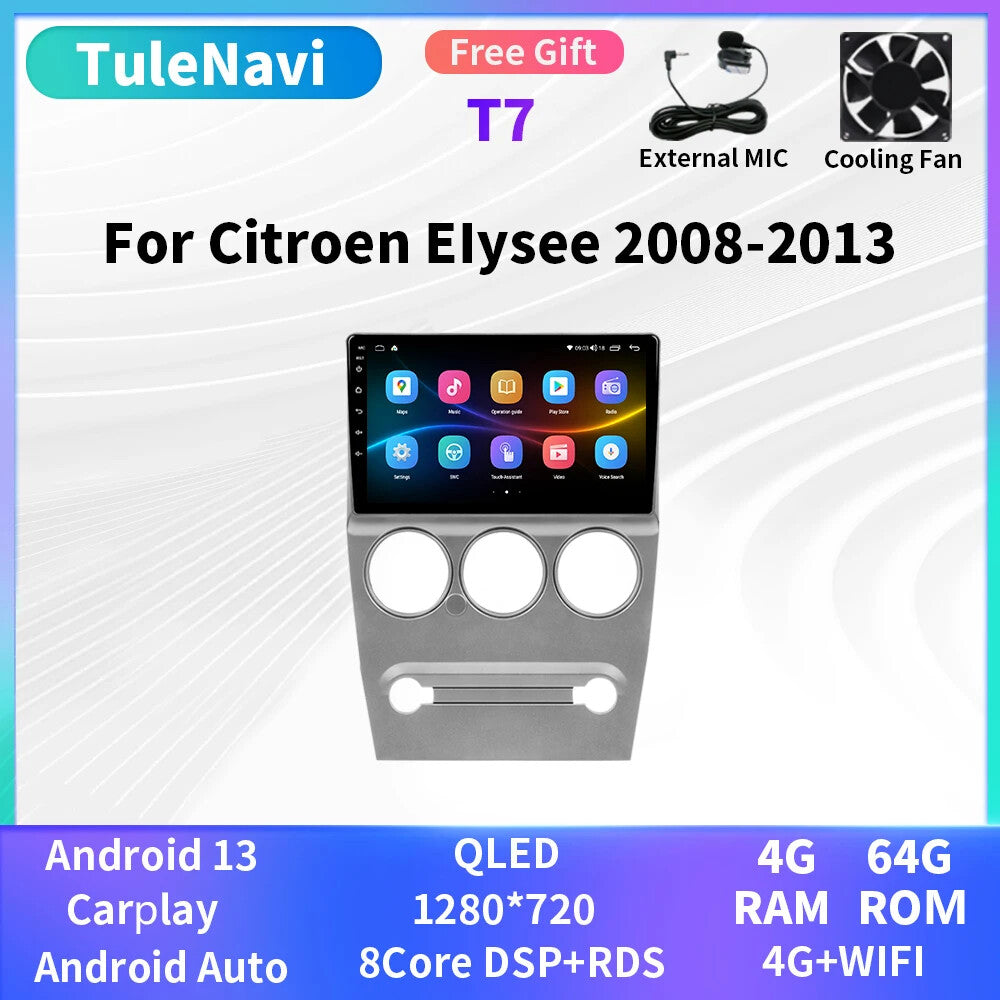 for Citroen C-Elysee C Elysee 2008-2013 CarPlay Car Radio GPS Auto Player Screen