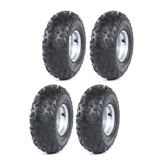 4 Pack 145/70-6 Tyre and Rim 6 Wheels for Go Kart ATV Quad Ride on Mower LT50
