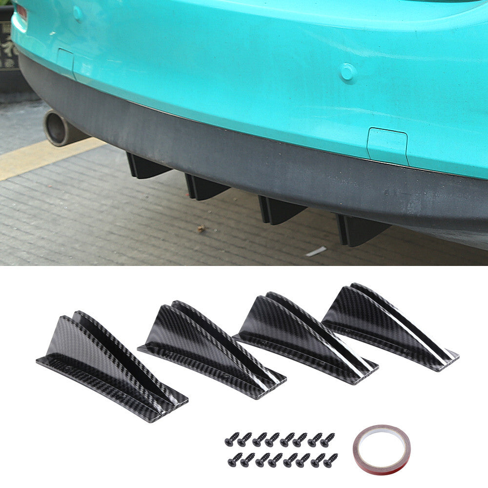 Carbon Fiber Look Shark Fin Wing Body Rear Bumper Lip Diffuser Splitter Spoiler