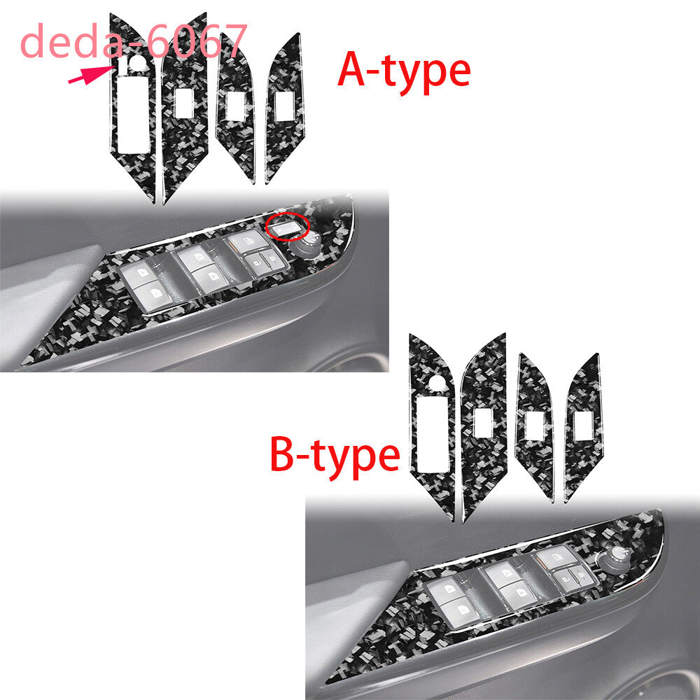 RHD Window Lift Switch Button Trim For T@yota Hilux Revo 2015-2021 Forged Carbon