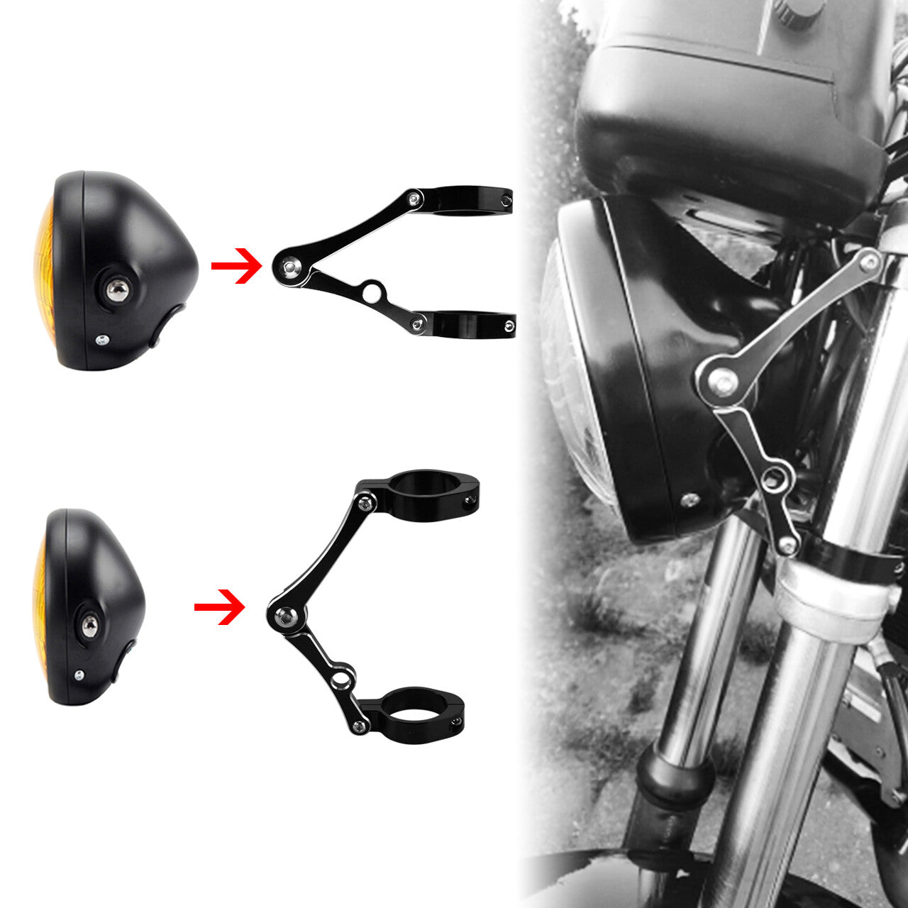 Motorcycle Headlight Mount Brackets Clamp 39mm-41mm Fork Tube Spotlight Holder