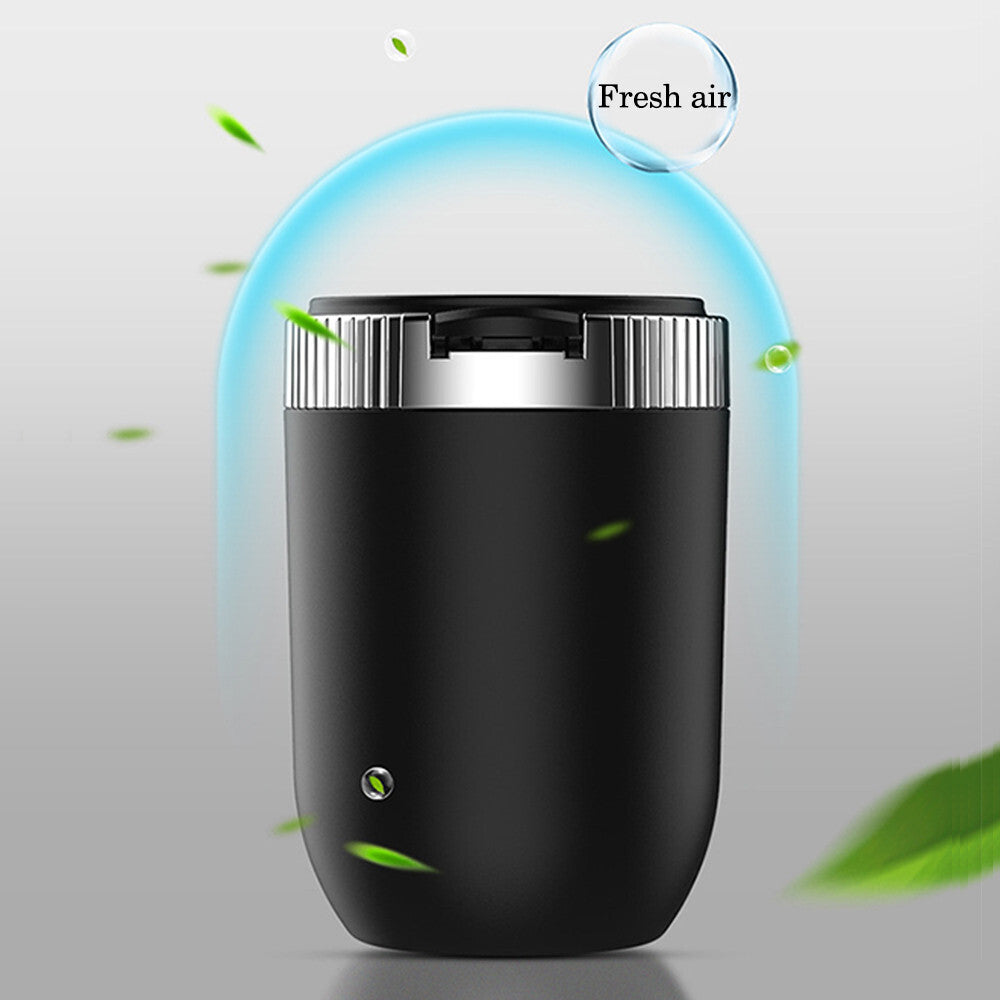 Portable Car Ashtray With Lid Cigarette Cylinder Smokeless Cup Holder LED Light