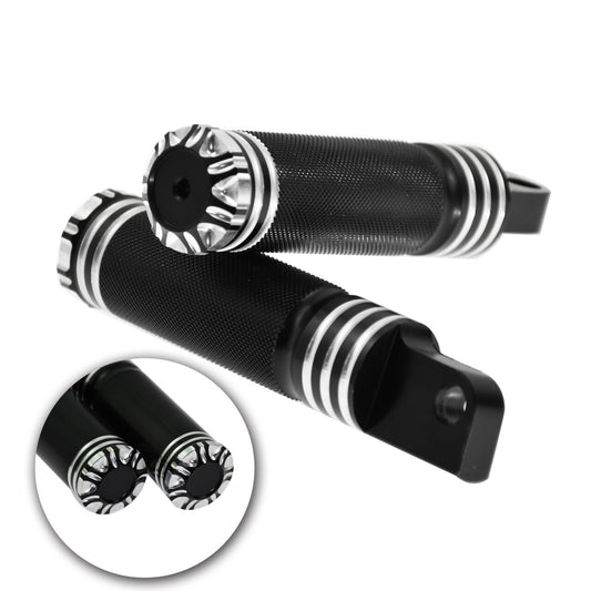 Black Knurled Highway Foot Rest Pegs for Harley Touring Softail Sportster Dyna