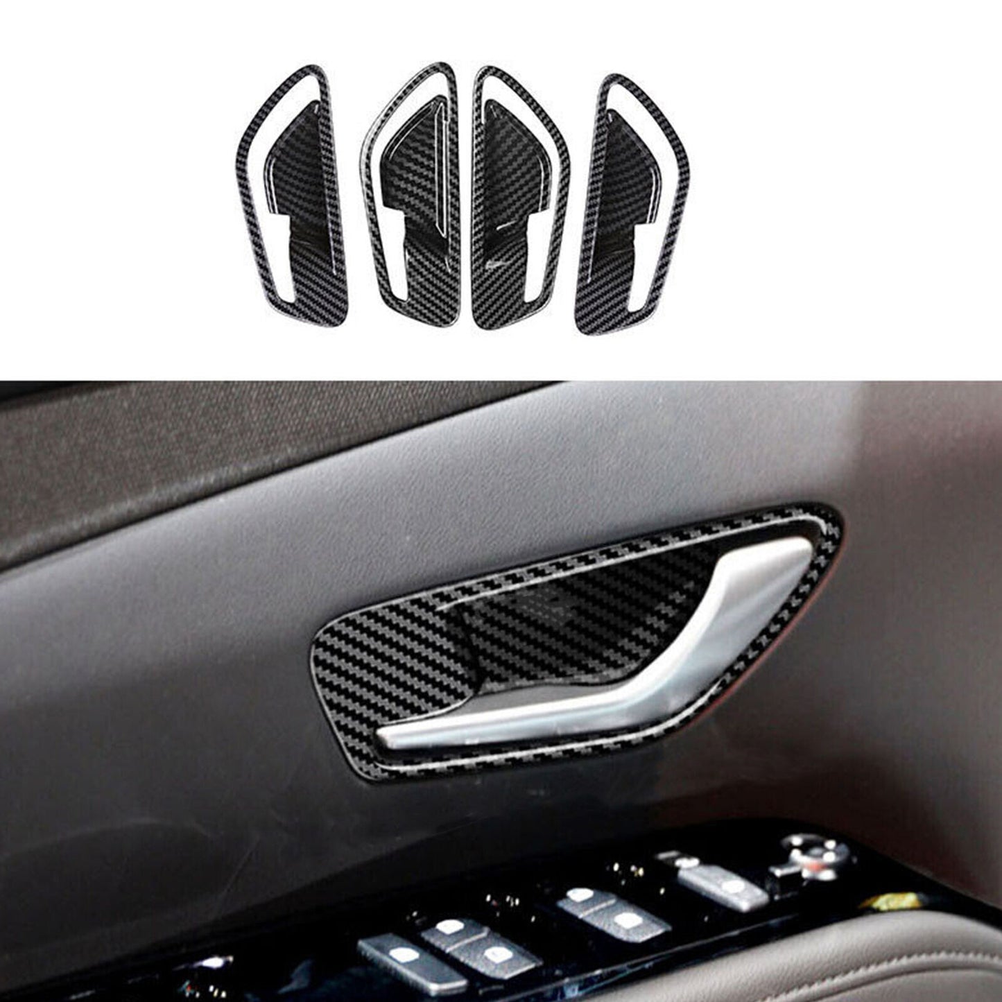 Carbon Fiber/Interior Door Handle Cover Trim for Hyundai for Santa Cruz 2022-2023
