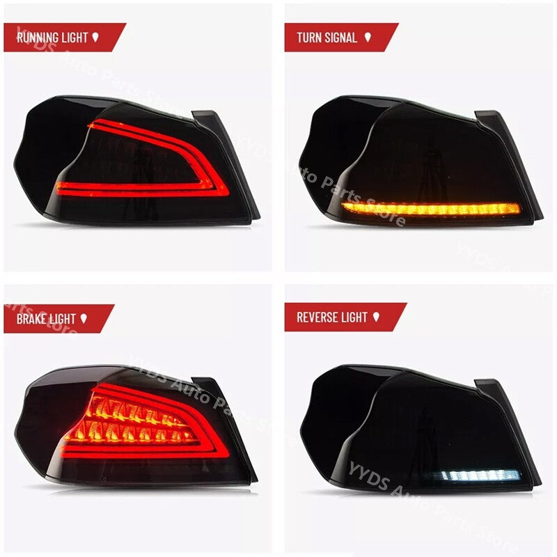 LED taillights with smoke lens sequence for 2015-2021 for Subaru WRX/WRX STI models.