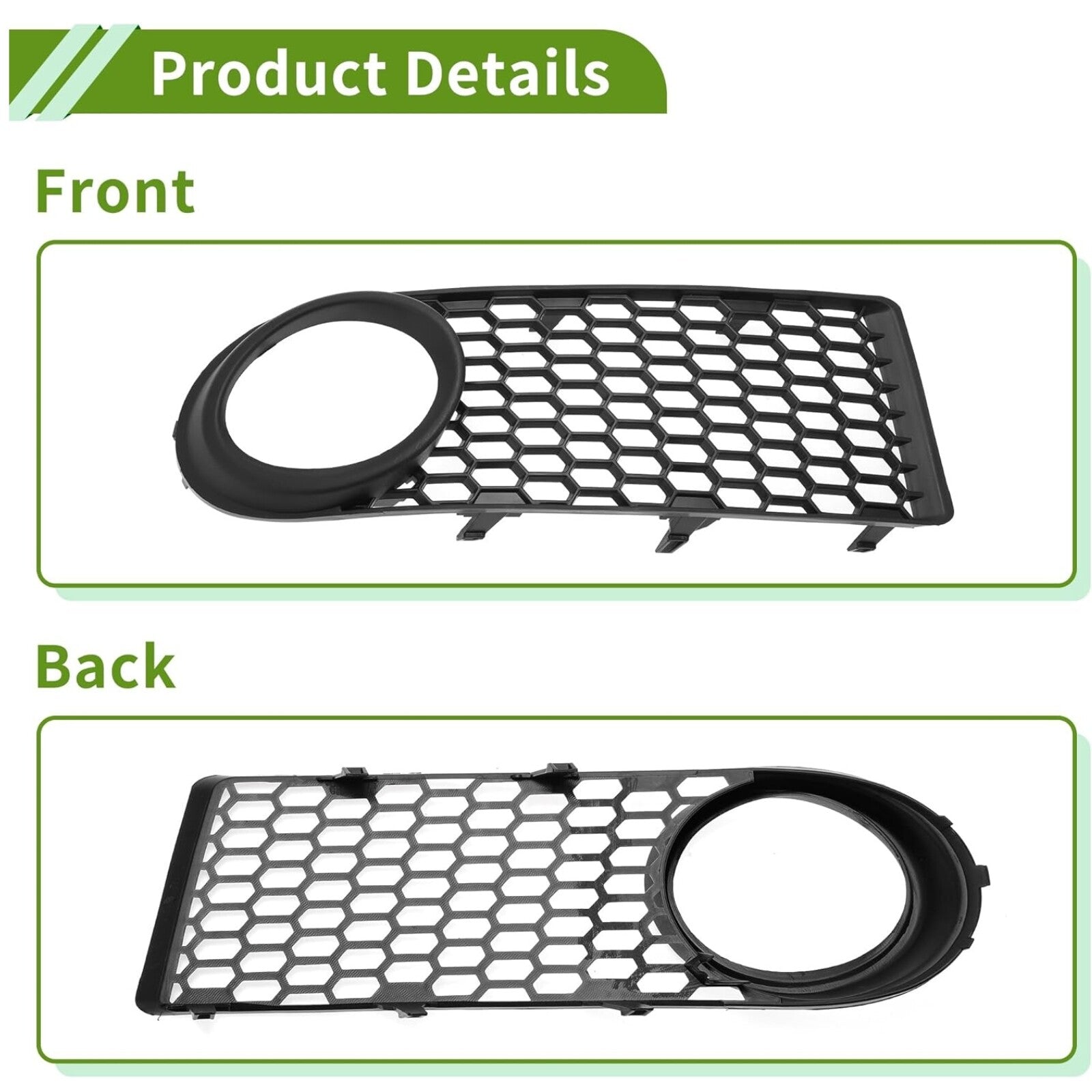 2x Front Honeycomb Bumper Fog Light Grille Grill Cover For 2006-2010 for VW Beetle