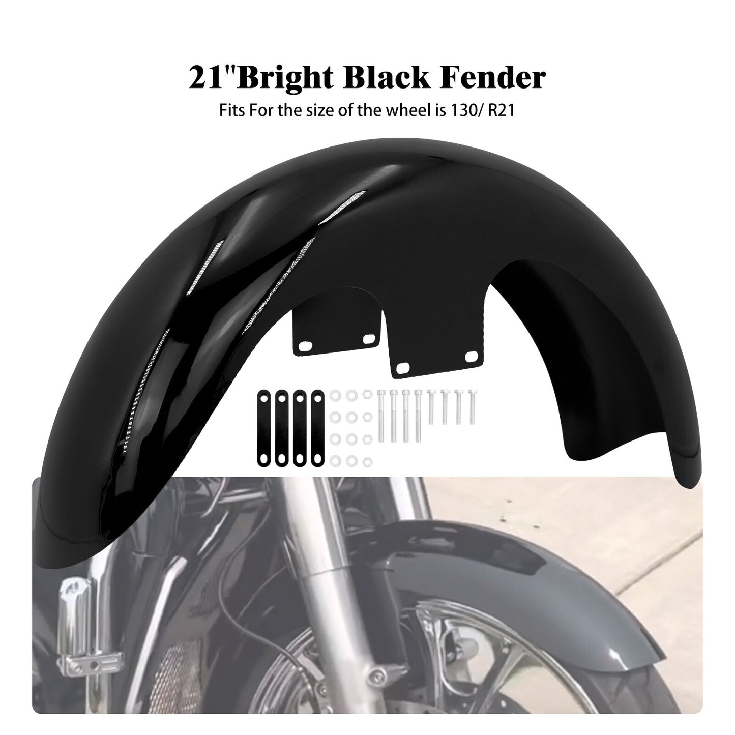 Gloss Black 130/ 21 Wrap Front Fender Fit for Harley Touring Electra Road Glide