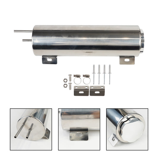 3x10 Polished Stainless Steel Radiator Coolant Overflow Catch Puke Tank 32OZ