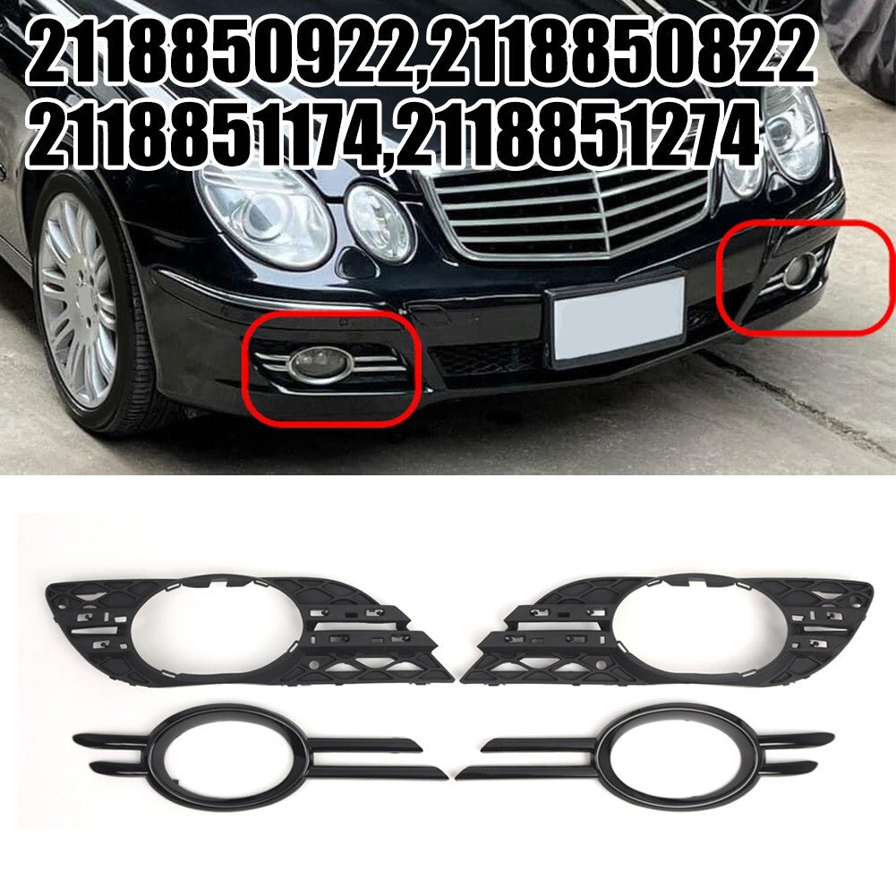 Front Fog Light Grill Chrome Trim Cover Set for Mercedes-Benz E-CLASS W211 06-09