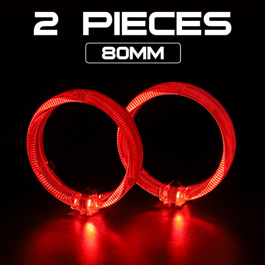 2pcs Red 80mm LED Light Guide Angel Eyes Halo Rings for Car Headlights Retrofit
