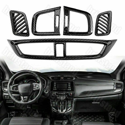 5P for HONDA CR-V CRV 2017-2022 Carbon Fiber Inner Dashboard Air Vent Cover Trim