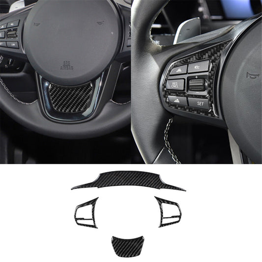 4Pcs Carbon Fiber Steering Wheel Kit Cover Trim for Toyota Supra 2019-2022