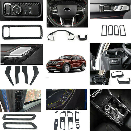 21pcs Carbon Fiber Interior Accessories Kit Covers for Ford Explorer 2020-2022