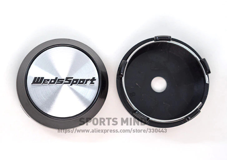 4x60mm wheel center cap, hubcap rim cap, badge decal, Weds Sport, Silver TE37