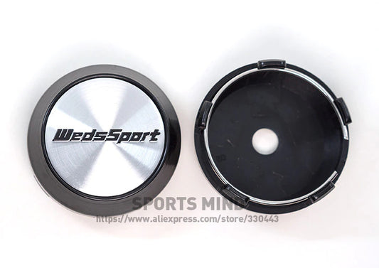 4x60mm wheel center cap, hubcap rim cap, badge decal, Weds Sport, Silver TE37